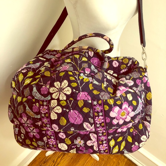 Vera Bradley Blue Purple Weekender Bag w/ strap - Picture 1 of 8
